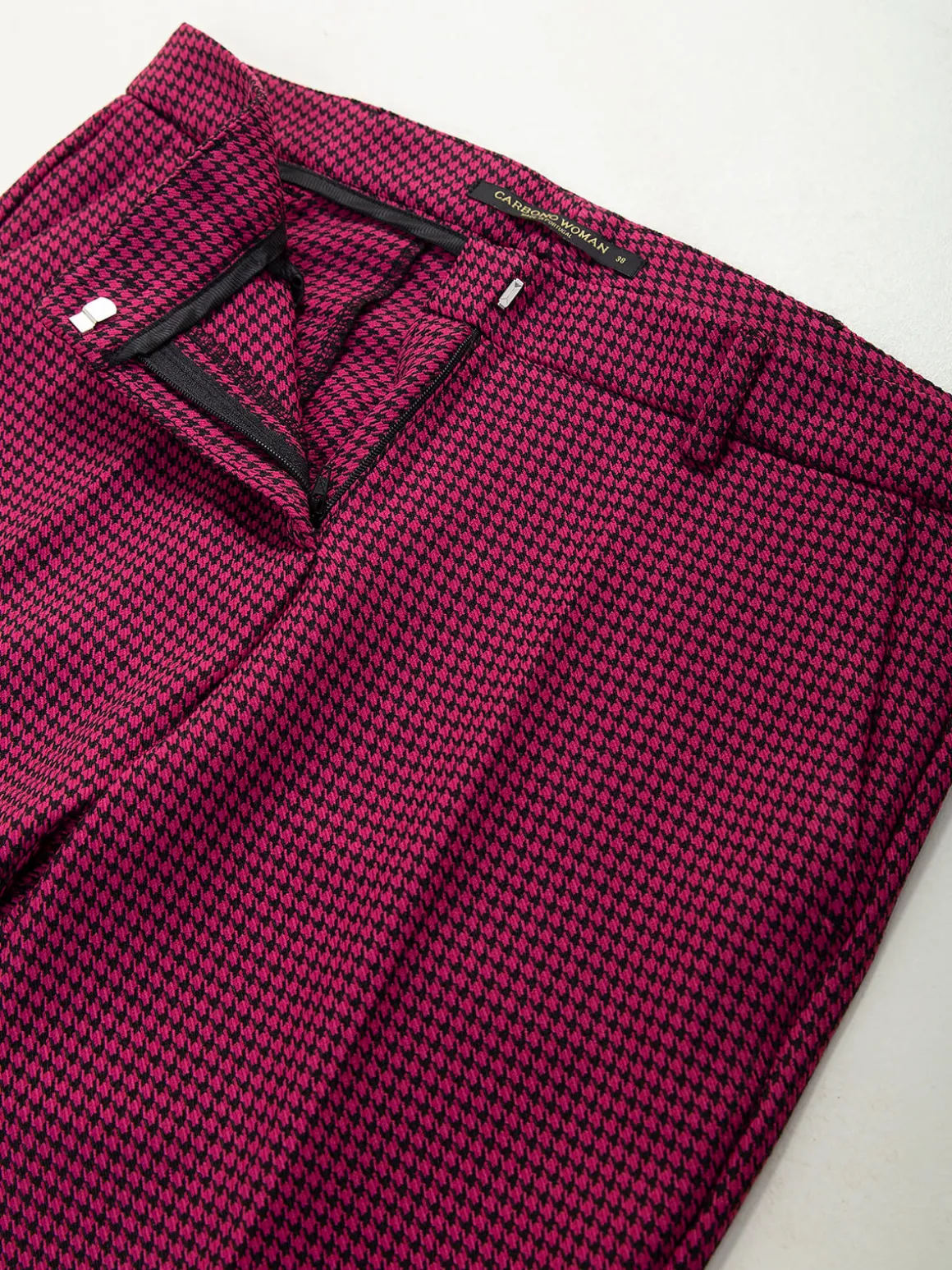 Calças cintura alta pied-de-poule