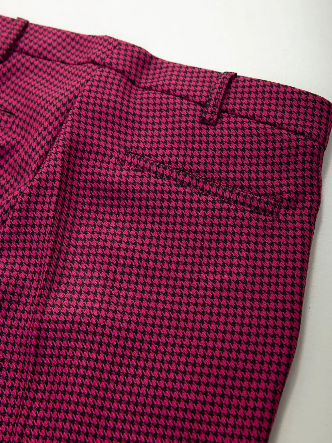 Calças cintura alta pied-de-poule