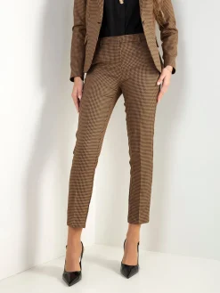 Calças cintura alta pied-de-poule