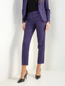 Calças cintura alta pied-de-poule