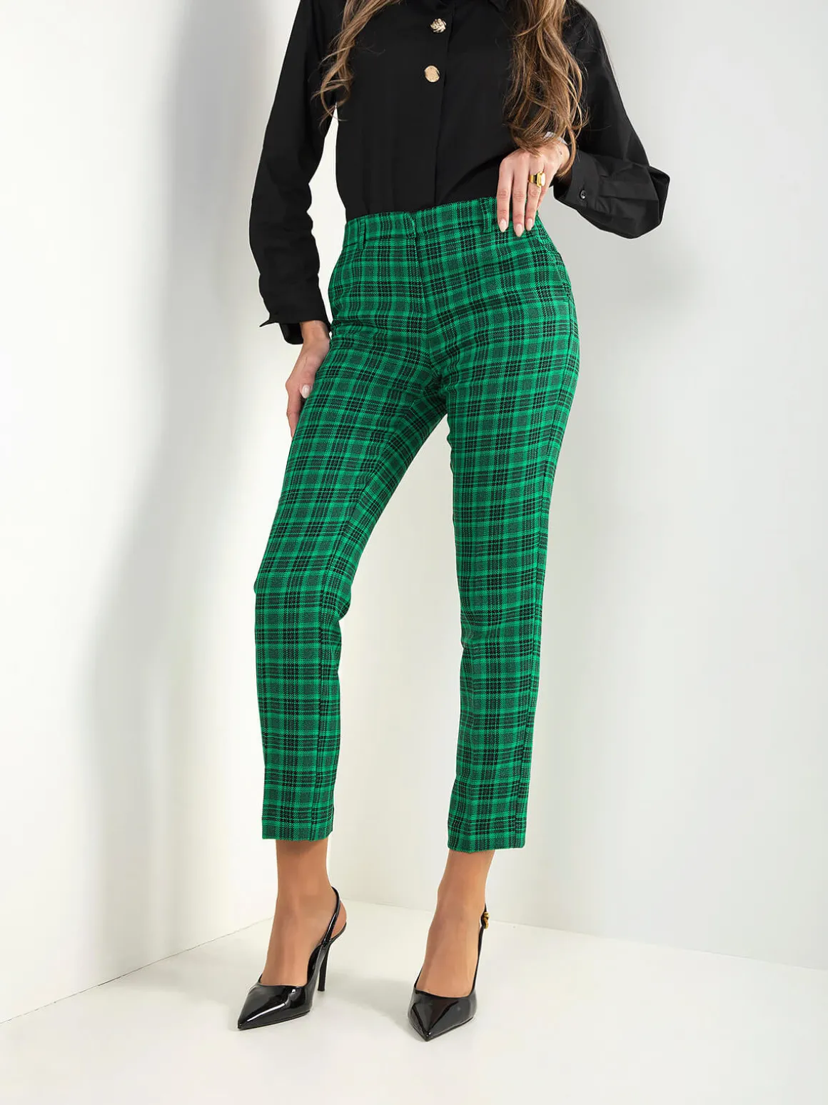 Calças clássicas em xadrez