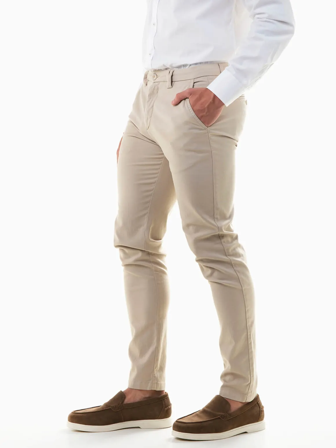 Calças clássicas slim fit texturizadas