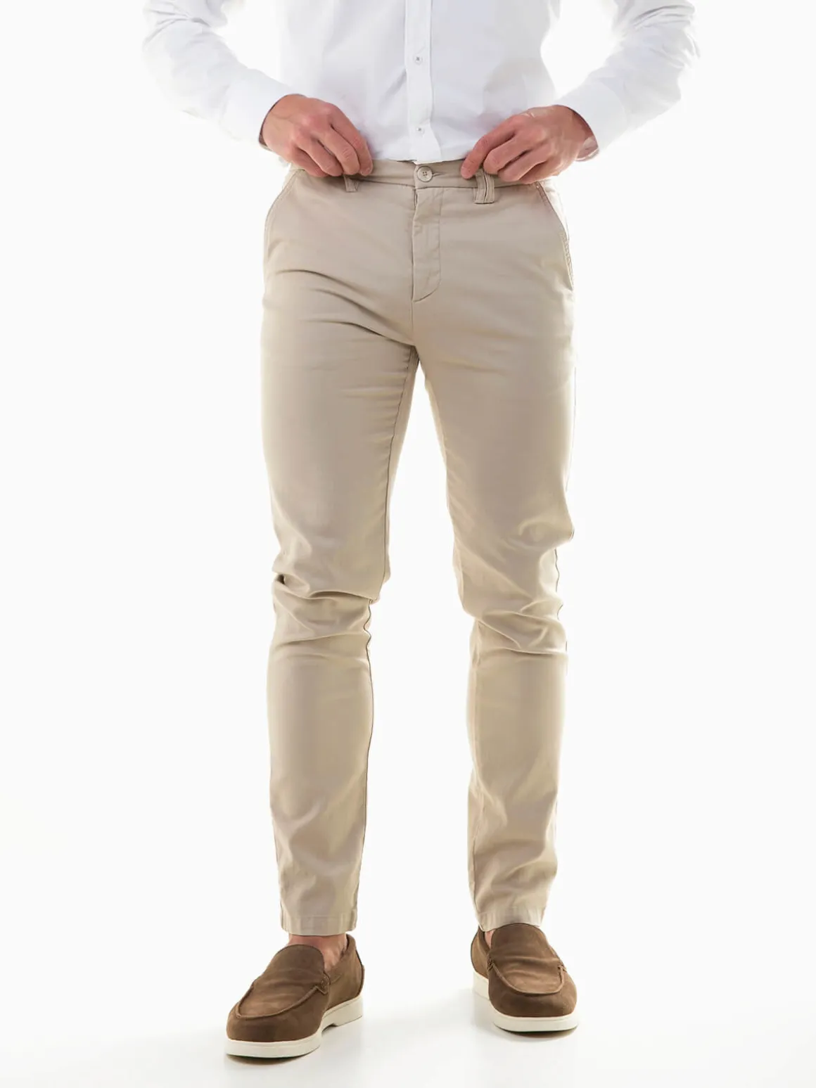 Calças clássicas slim fit texturizadas