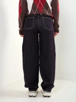 Calças de ganga balloon com cintura elástica