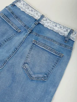 Calças de ganga largas com renda