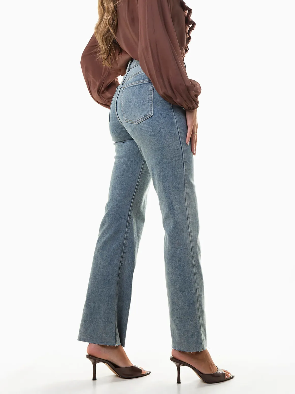 Calças de ganga straight fit cintura alta