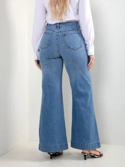 Calças de ganga wide leg com bolsos