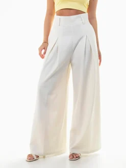 Calças elegantes wide leg com pinças