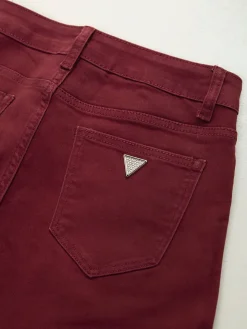 Calças elásticas bordeaux cintura alta