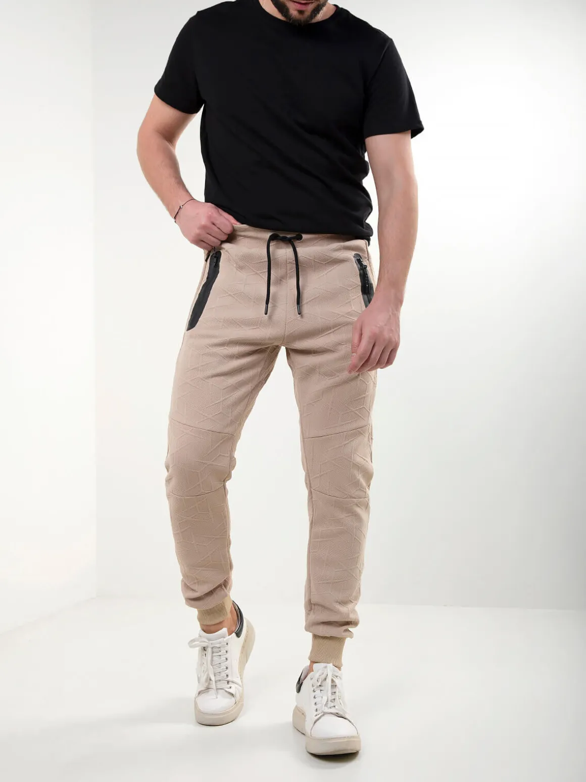 Calças fato treino malha texturizada