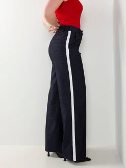 Calças fluídas azul marinho