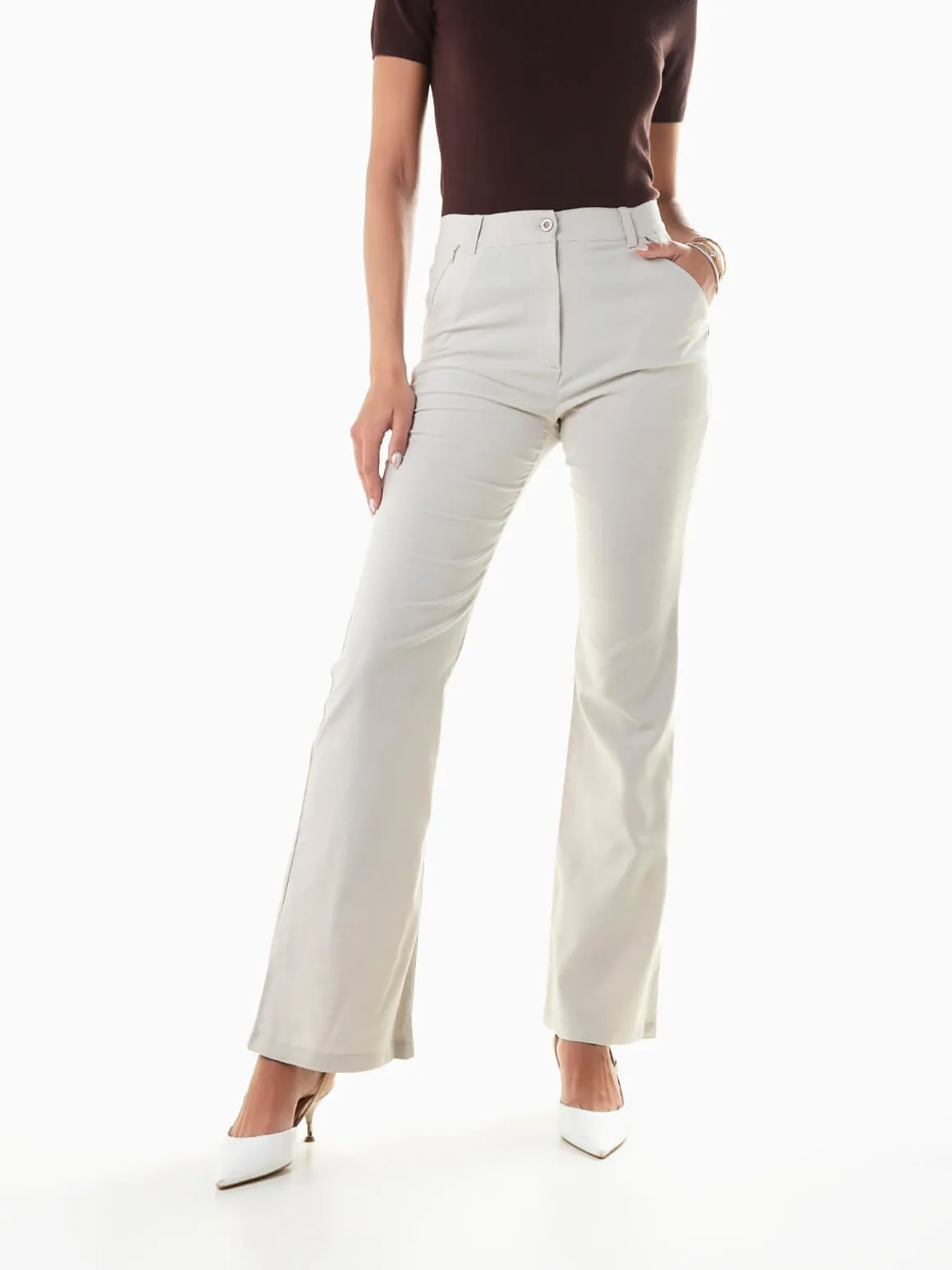 Calças formais de cintura alta