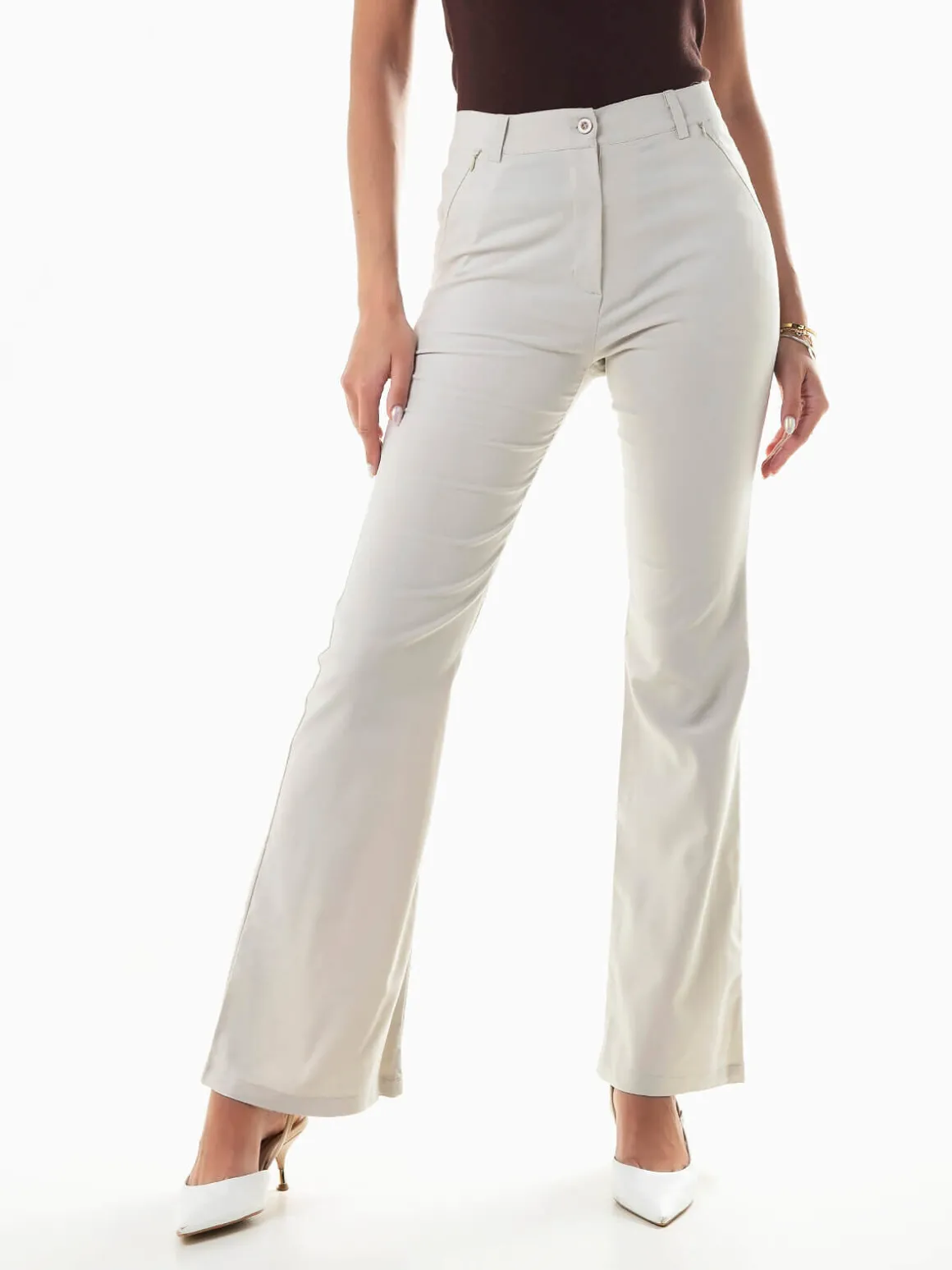 Calças formais de cintura alta