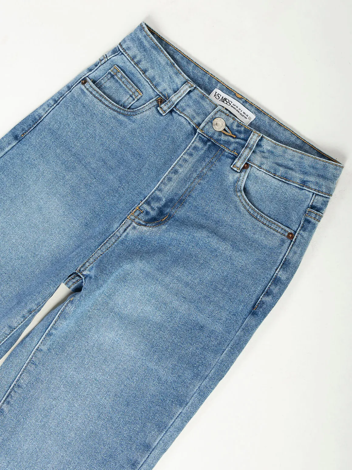 Calças ganga azul claro mom fit