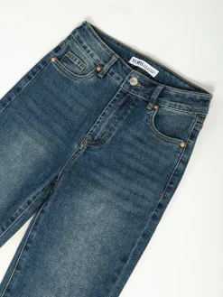 Calças ganga azul médio mom fit