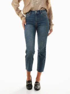 Calças ganga azul médio mom fit