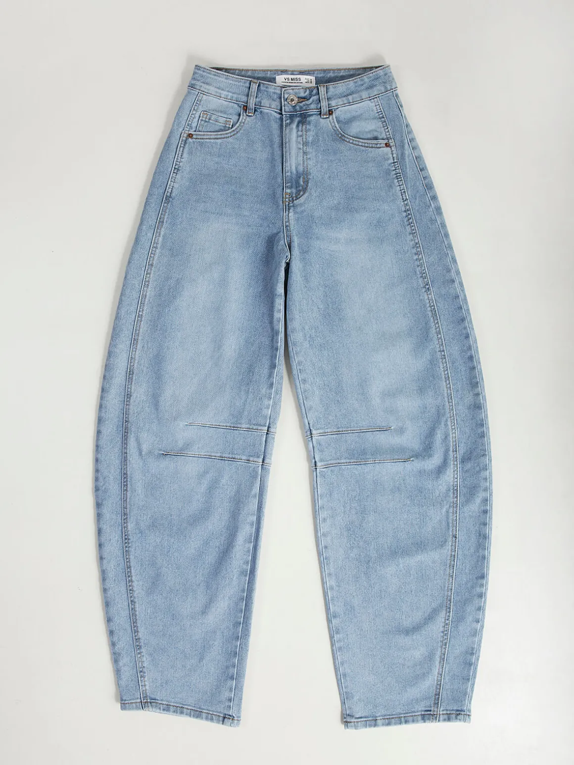 Calças ganga barrel azul claro