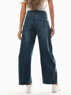 Calças ganga barrel cintura alta