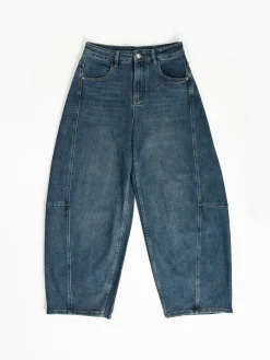 Calças ganga barrel cintura alta