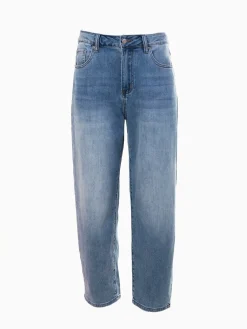 Calças ganga boyfriend de cintura alta