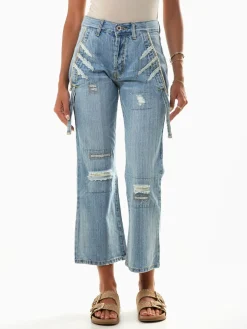 Calças ganga curtas com rotos