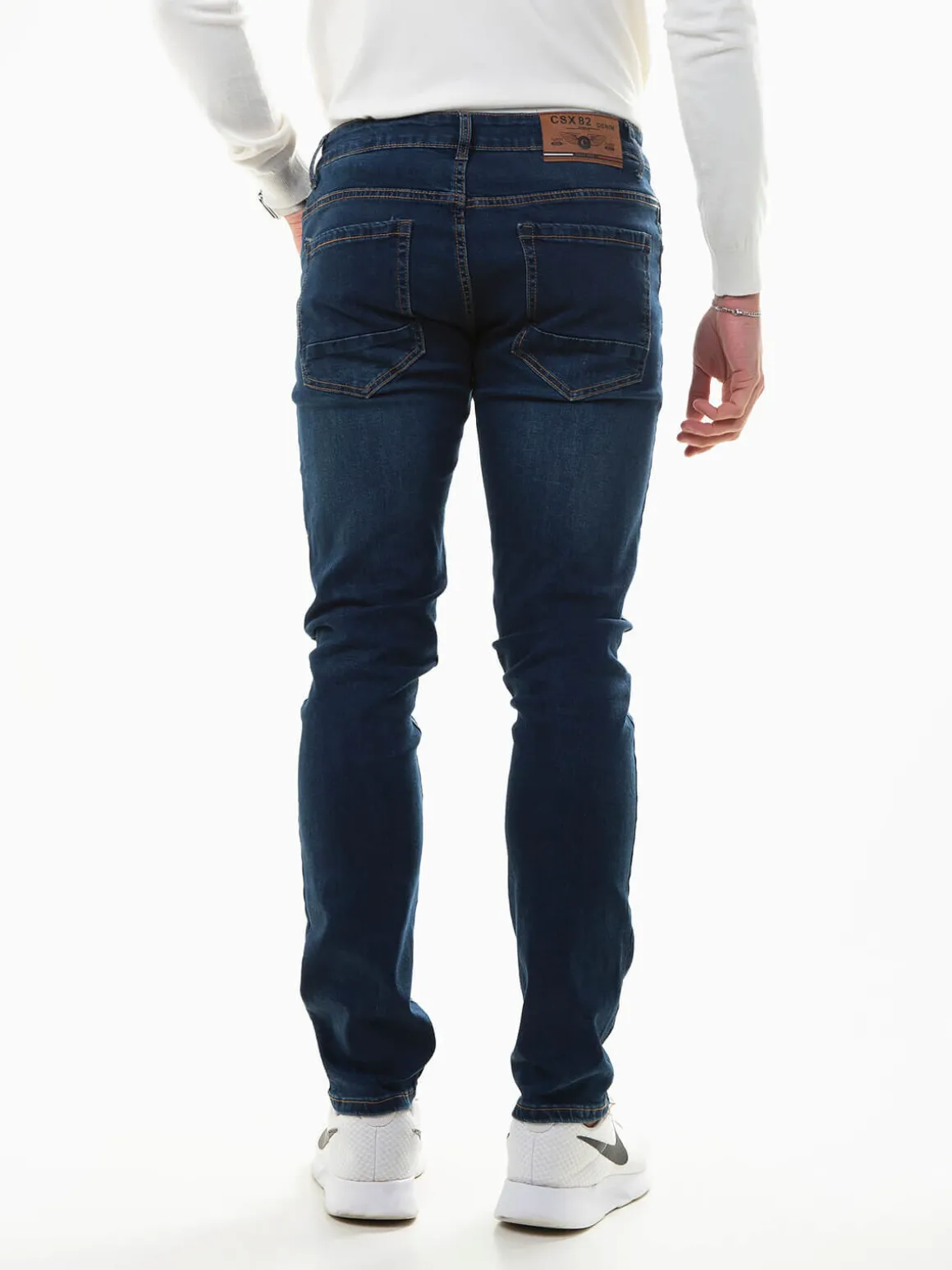 Calças ganga elásticas com botões