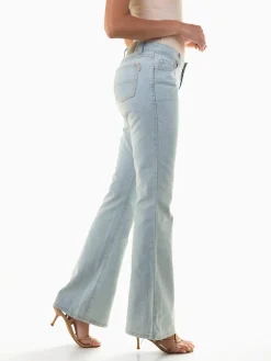 Calças ganga flare cintura baixa