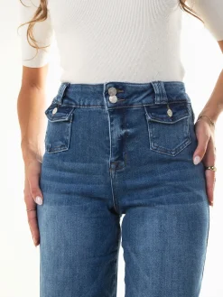 Calças ganga largas com bolsos