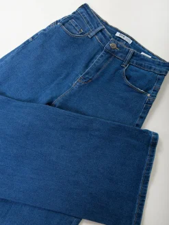 Calças ganga largas com bolsos