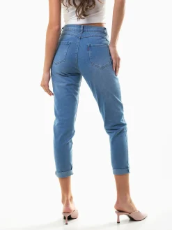 Calças ganga mom fit push-up