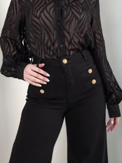 Calças ganga palazzo pretas