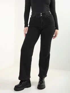 Calças ganga pretas com botões