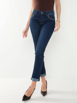 Calças ganga push-up com animal print