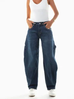 Calças ganga skater cintura média