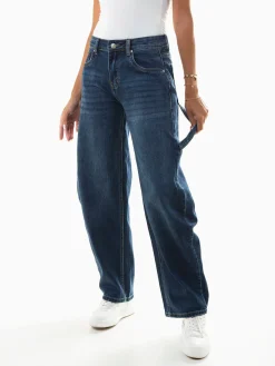 Calças ganga skater cintura média