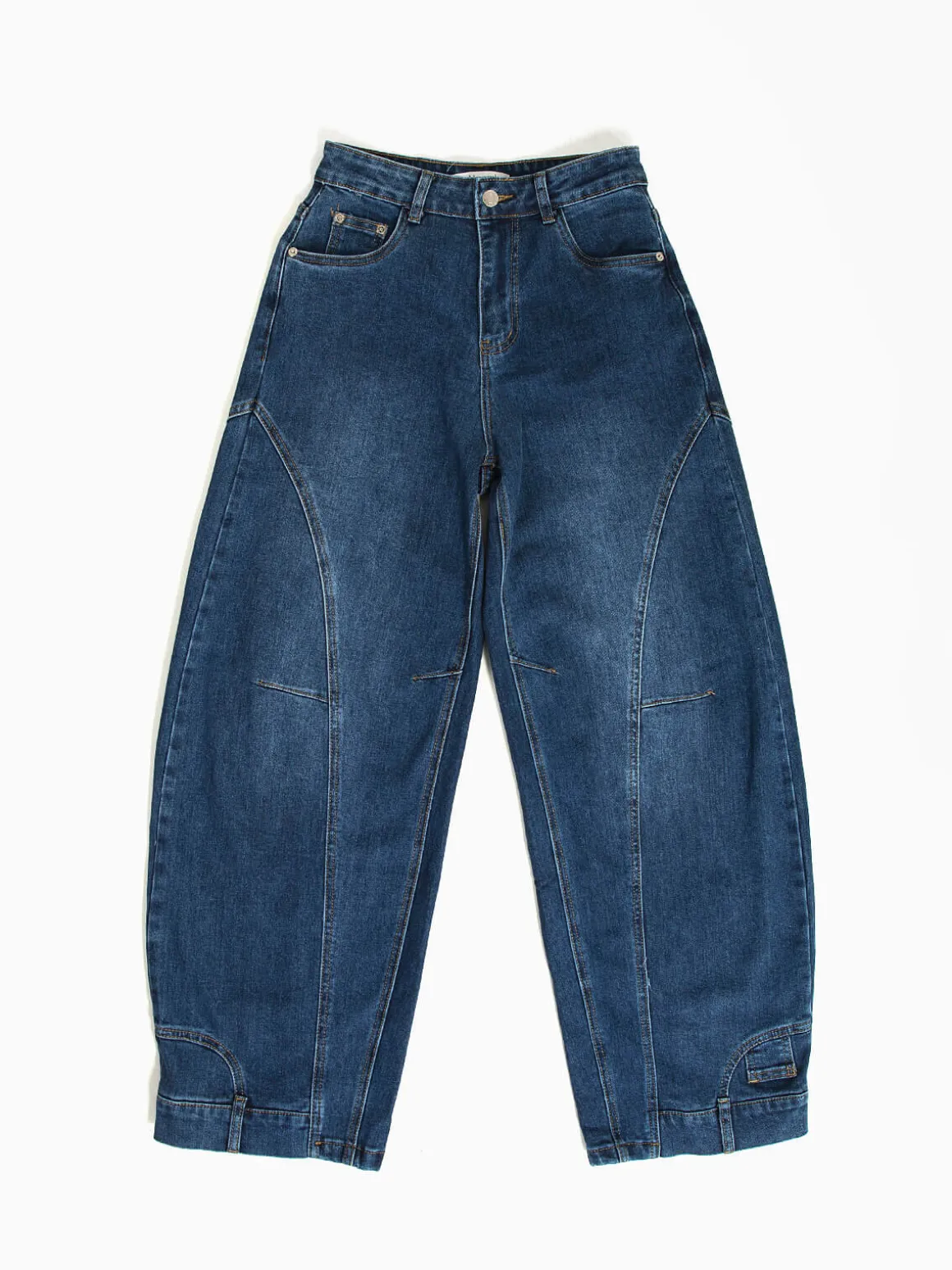 Calças ganga skater com costuras