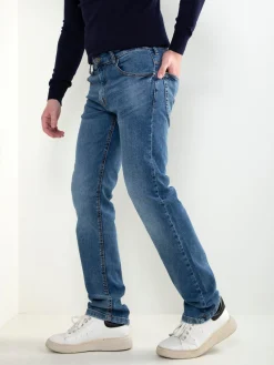 Calças ganga slim fit azul médio