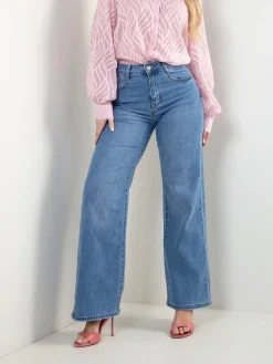 Calças ganga wide leg azul claro