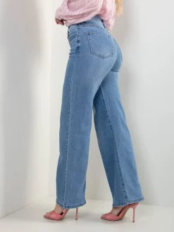 Calças ganga wide leg azul claro