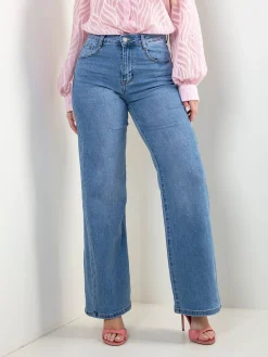 Calças ganga wide leg azul claro