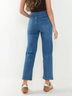 Calças ganga wide leg azul médio