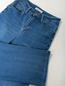 Calças ganga wide leg azul médio