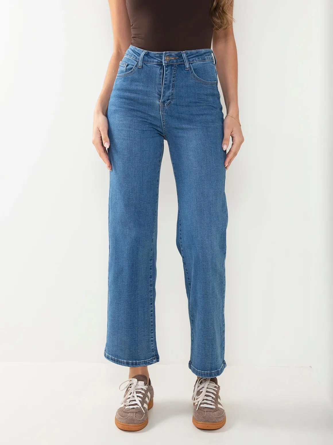 Calças ganga wide leg azul médio