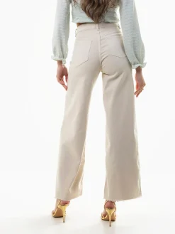 Calças ganga wide leg bege