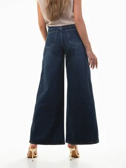 Calças ganga wide leg cintura alta