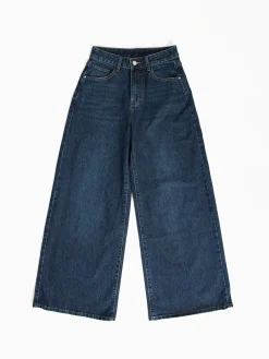 Calças ganga wide leg cintura alta