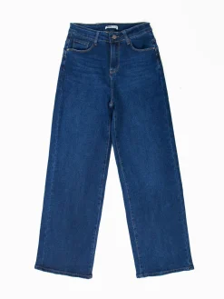 Calças ganga wide leg com efeito push-up