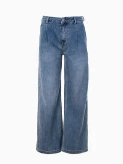 Calças ganga wide leg de cintura alta