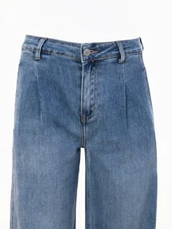 Calças ganga wide leg de cintura alta