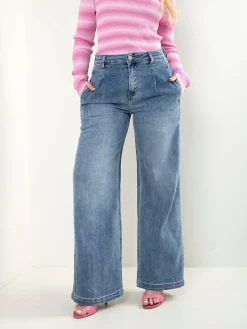 Calças ganga wide leg de cintura alta